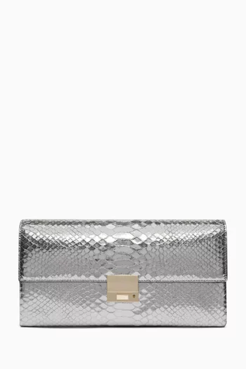 Jean Clutch in Laminated Python-embossed Leather