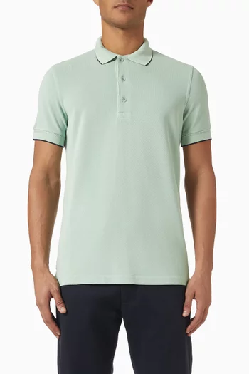 Tipped Collar Polo T-shirt in Cotton-blend