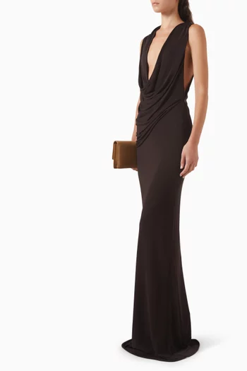 Asymmetric Draped Dress in Crepe Jersey