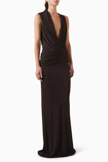 Asymmetric Draped Dress in Crepe Jersey