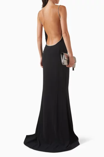 Crystal-chain Dress in Satin