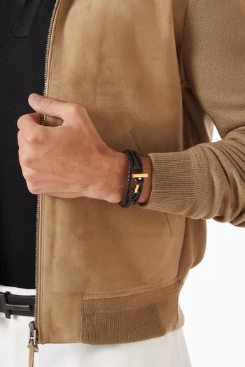 T Bracelet in Braided Leather