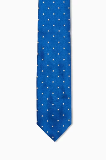 Polka Dot-print Tie in Silk