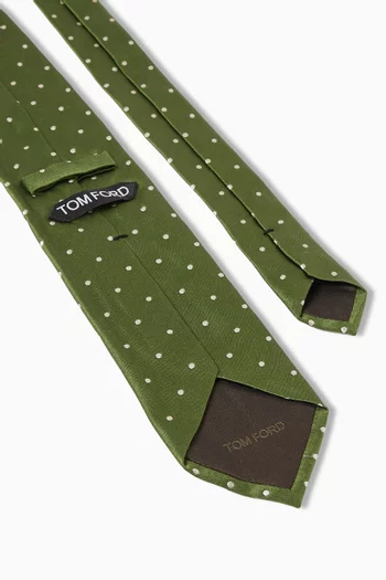 Polka Dot-print Tie in Silk
