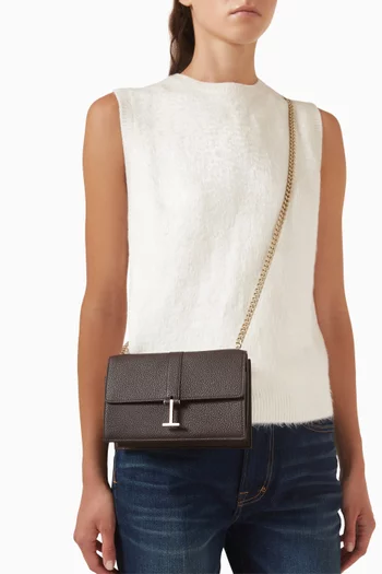 T-chain Logo Crossbody Bag in Leather