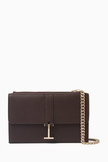T-chain Logo Crossbody Bag in Leather