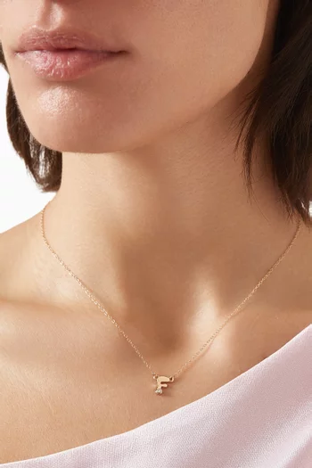 Mini Stellar Letter F Necklace in 14kt Gold