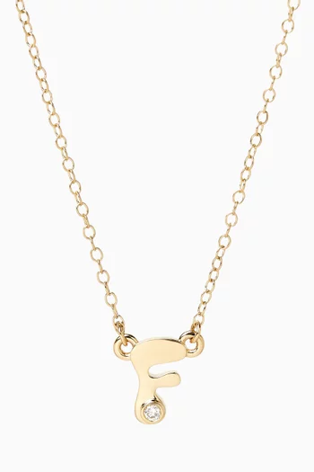Mini Stellar Letter F Necklace in 14kt Gold