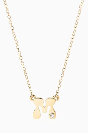 Mini Stellar Letter M Necklace in 14kt Gold