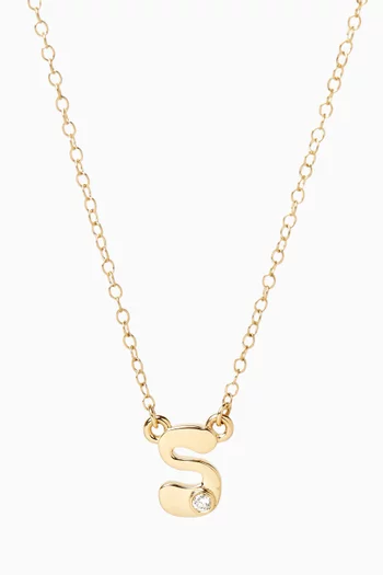 Mini Stellar Letter S Necklace in 14kt Gold