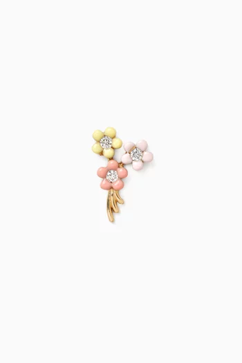 Bouquet of Flowers Single Stud Earring in 14kt Gold