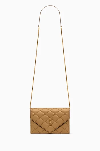 Paris Chain Wallet in Metallic Calfskin Leather