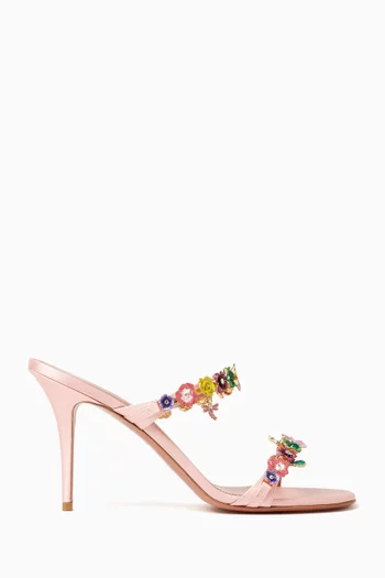 Vittoria 90 Floral Embellished Sandals in Satin