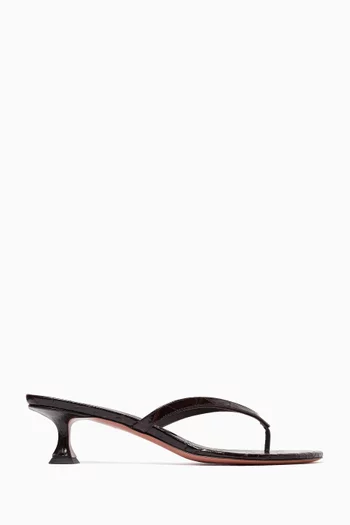 Juliette Thong 45 Mules in Croc-embossed Leather