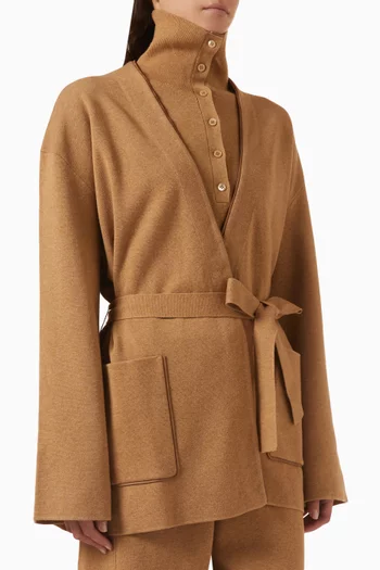Tetris Sheepskin-trim Cardigan