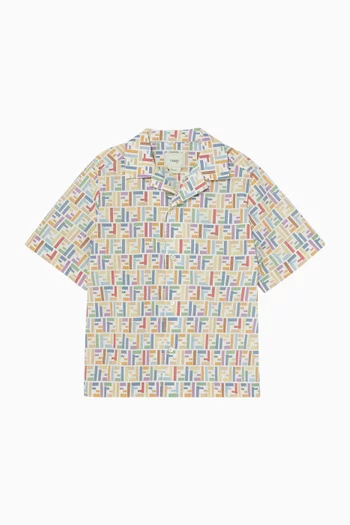 All-over Logo Print Shirt in Cotton-poplin