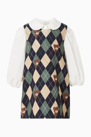 Teddy Bear Dress & Long-sleeved Shirt Set