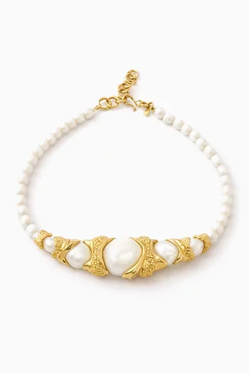 Cascade Pearl Choker in 21kt Gold-plated Brass