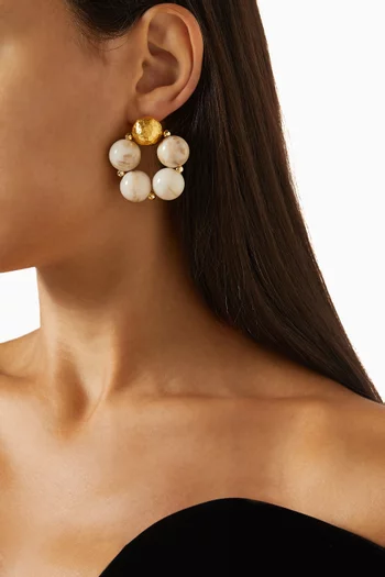 Resin Statement Earrings in 24kt Gold-plated Brass