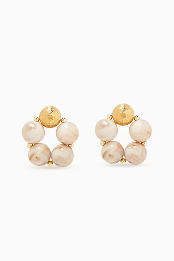 Resin Statement Earrings in 24kt Gold-plated Brass