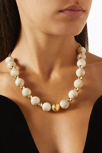 Resin Statement Necklace in 24kt Gold-plated Brass