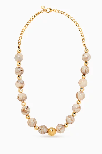Resin Statement Necklace in 24kt Gold-plated Brass