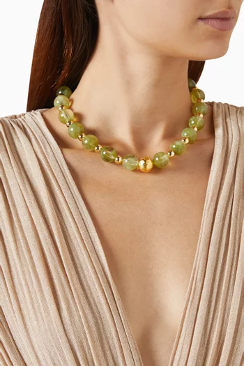 Resin Statement Necklace in 24kt Gold-plated Metal