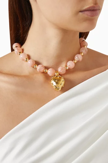 La Fraise Resin Pendant Necklace in 24kt Gold-plated Brass