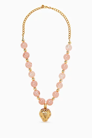 La Fraise Resin Pendant Necklace in 24kt Gold-plated Brass