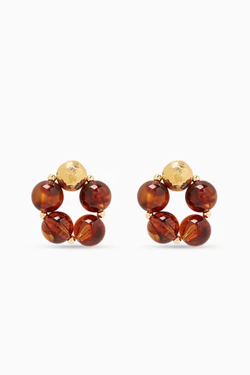 Resin Statement Earrings in 24kt Gold-plated Brass