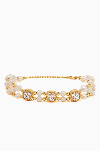 Charlotte Pearl Choker Necklace in 24kt Gold-plated Brass