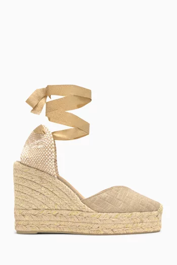 Chiara 110 Lace-up Espadrille Wedges in Linen