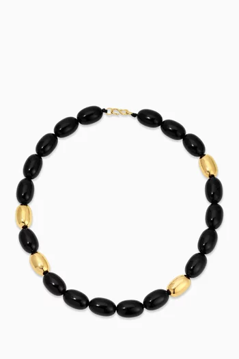 Clementine Necklace in Black Resin and 18kt Gold PVD-Plated Stainless Steel