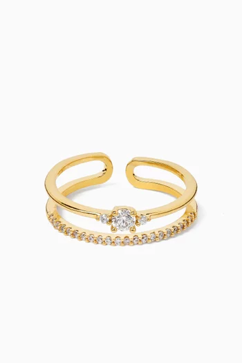 Double Band CZ Ring in Gold-plated Brass