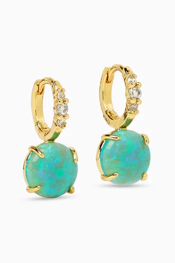 Solitaire Opal Huggie Earrings