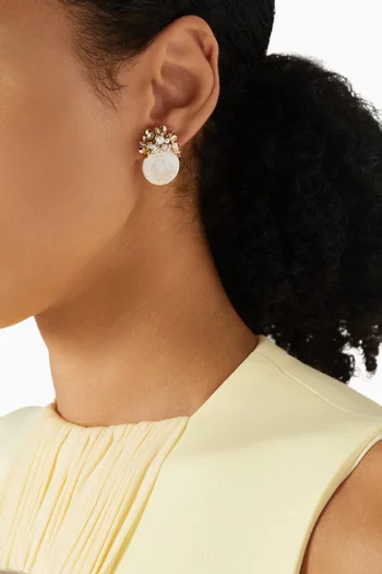 Pearl Coin Earrings in Gold-plated Brass