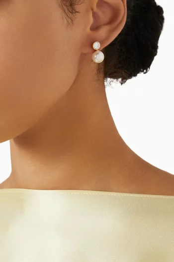Large Pearl Drop Earrings in Gold-plated Brass