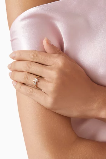 Floral CZ Ring in Gold-plated Brass