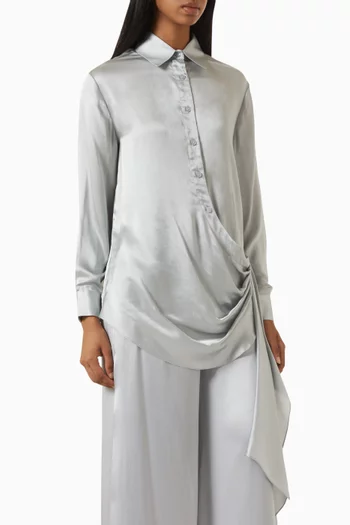 Scarf Drape Shirt in satin