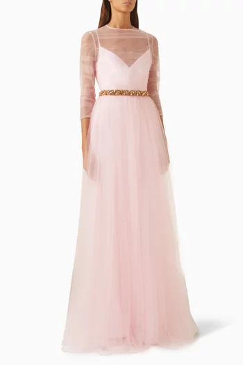 Asbriela Crystal-belt Gown