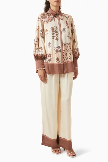 Pauline Top & Pants Set in Linen-satin