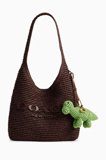 Dino Bag Charm in Woven Straw