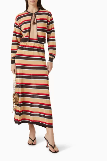 Striped Open Cardigan