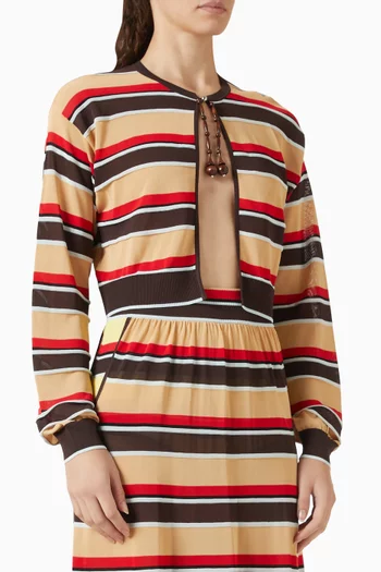 Striped Open Cardigan