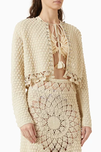 Studded Open Cardigan in Knit
