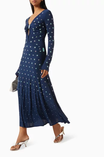 Embellished Ruched Midi Skirt