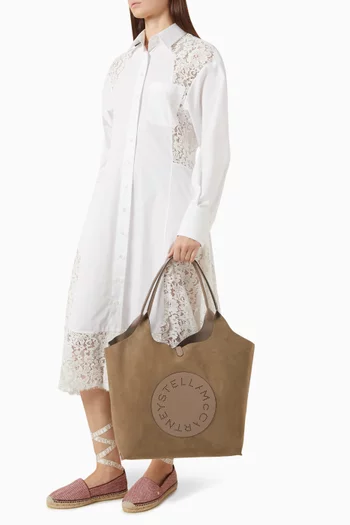 Logo Reversible Tote Bag in Alter Suede
