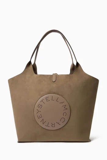 Logo Reversible Tote Bag in Alter Suede