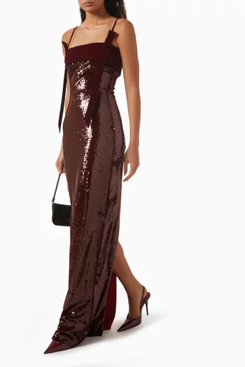 Negris Sequin-embellished Maxi Dress