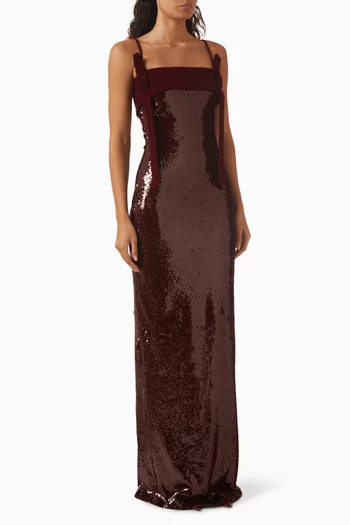 Negris Sequin-embellished Maxi Dress